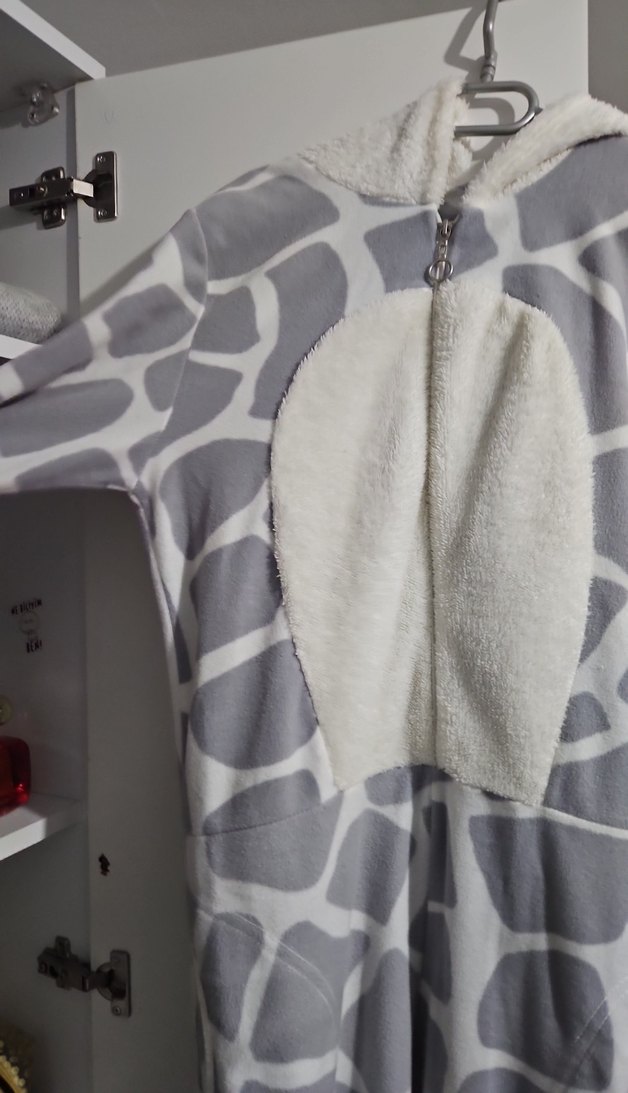 Gri Zebra Desenli kadın Pijama Tulum - Görsel 3