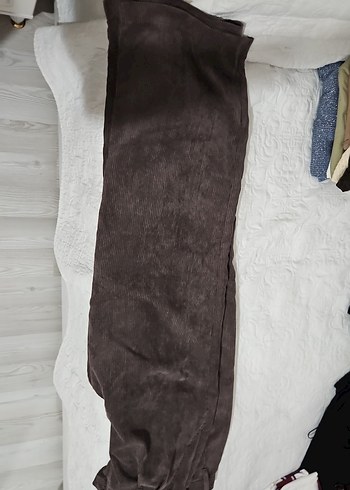 Düğmeli Kahverengi Kadın Keten Pantolon - Görsel 4