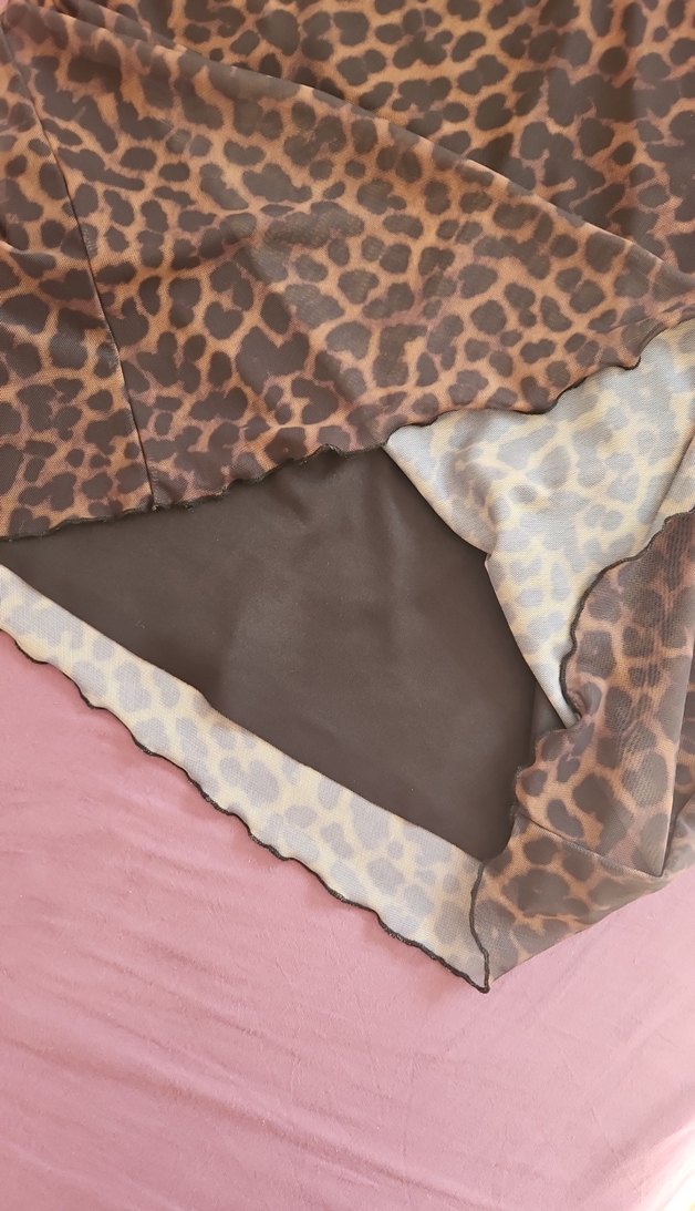 Drapeli Kahverengi Yılan Desenli Uzun Etek - Görsel 2