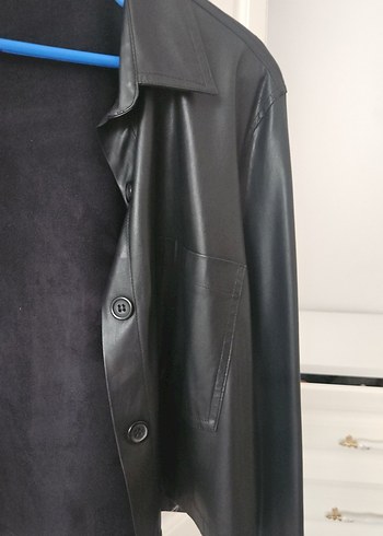 Siyah Düğmeli Deri Kadın Ceket - Görsel 3