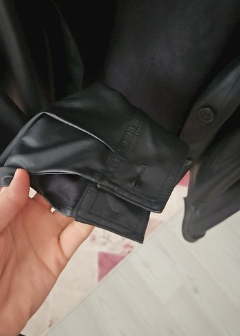 Siyah Düğmeli Deri Kadın Ceket - Görsel 5