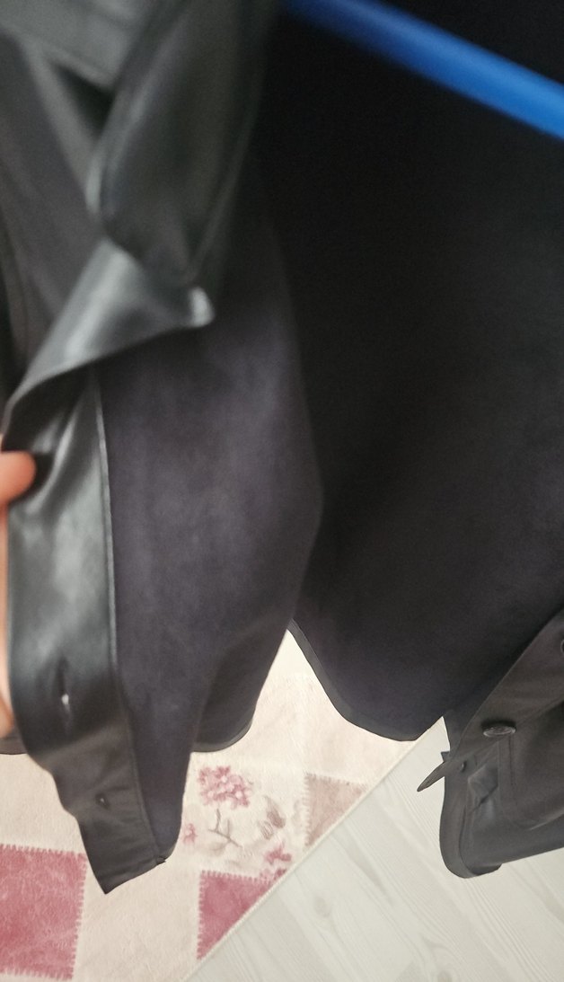 Siyah Düğmeli Deri Kadın Ceket - Görsel 4