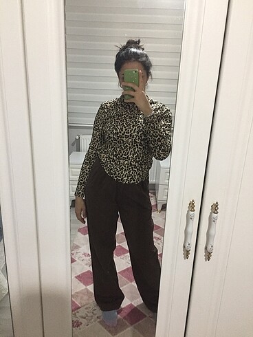 Leopar desenli bluz