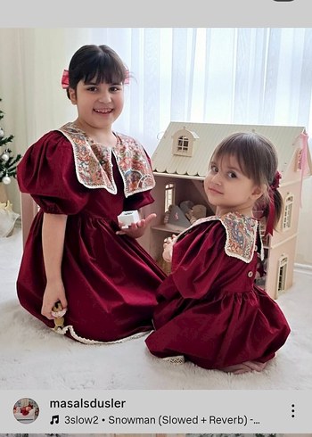 Bordo Nakışlı Dantel Detaylı Kız Elbisesi - Görsel 6