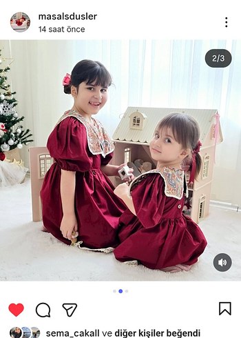 Bordo Nakışlı Dantel Detaylı Kız Elbisesi - Görsel 2