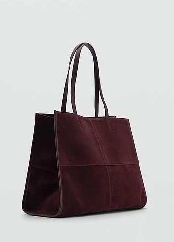  Beden bordo Renk Mango Deri Shopper Çanta