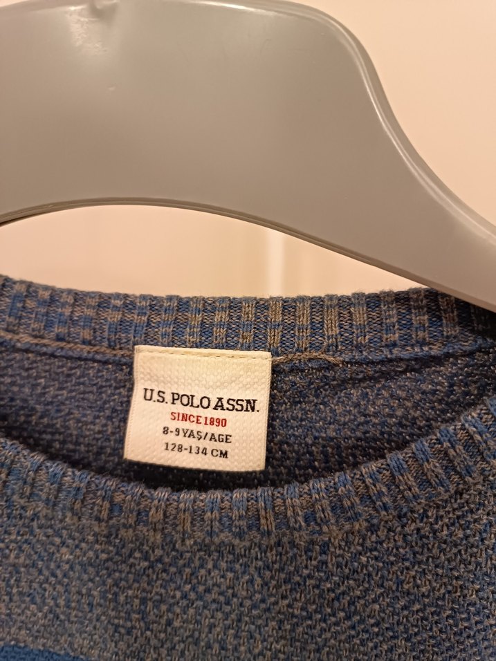 Erkek Çocuk Mavi Çizgili Örgü Yün Kazak - Görsel 5