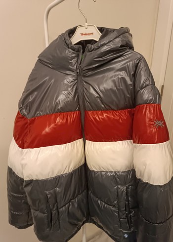 çocuk Gri Kapüşonlu Şişme Mont - Görsel 3