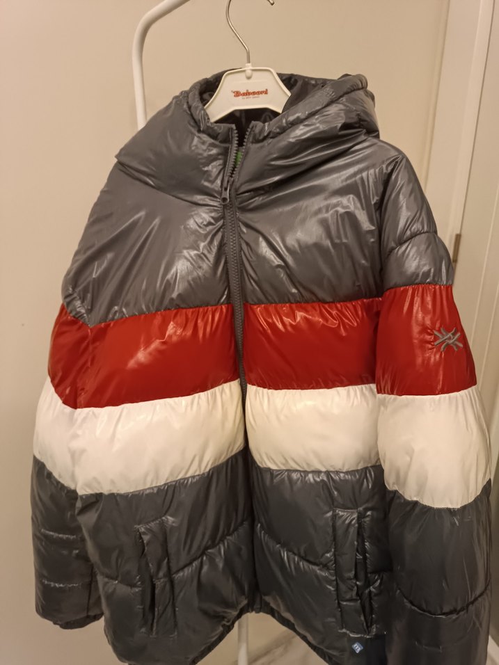 çocuk Gri Kapüşonlu Şişme Mont - Görsel 3