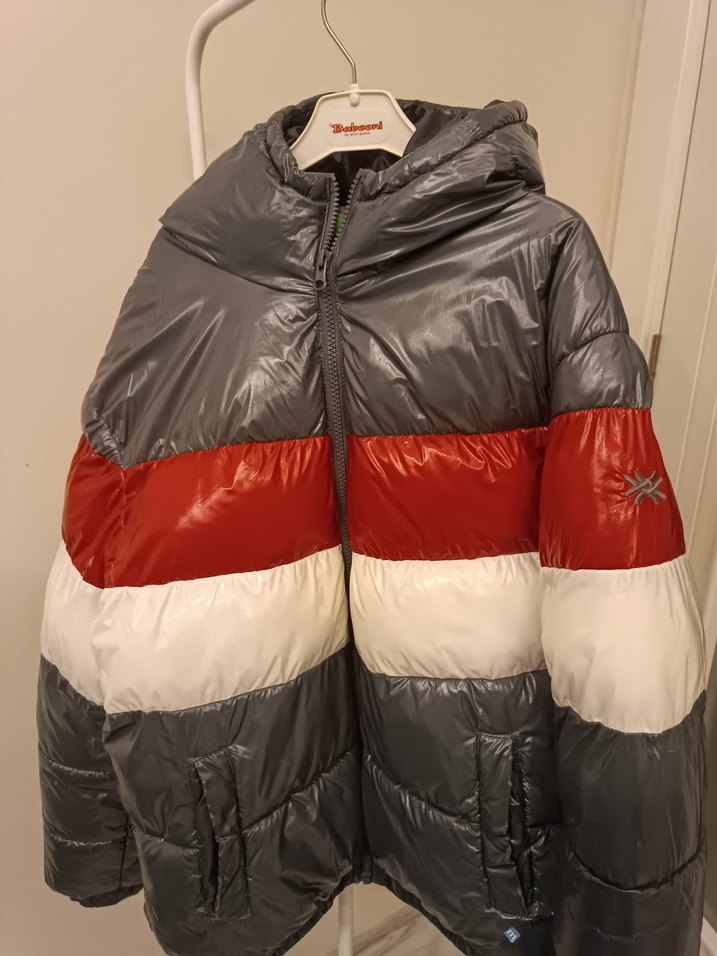 çocuk Gri Kapüşonlu Şişme Mont - Görsel 4