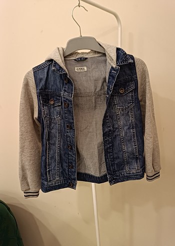 Erkek Çocuk Gri Kapüşonlu Denim Ceket - Görsel 3