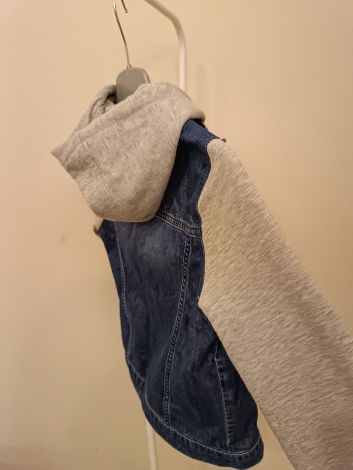 Erkek Çocuk Gri Kapüşonlu Denim Ceket - Görsel 4