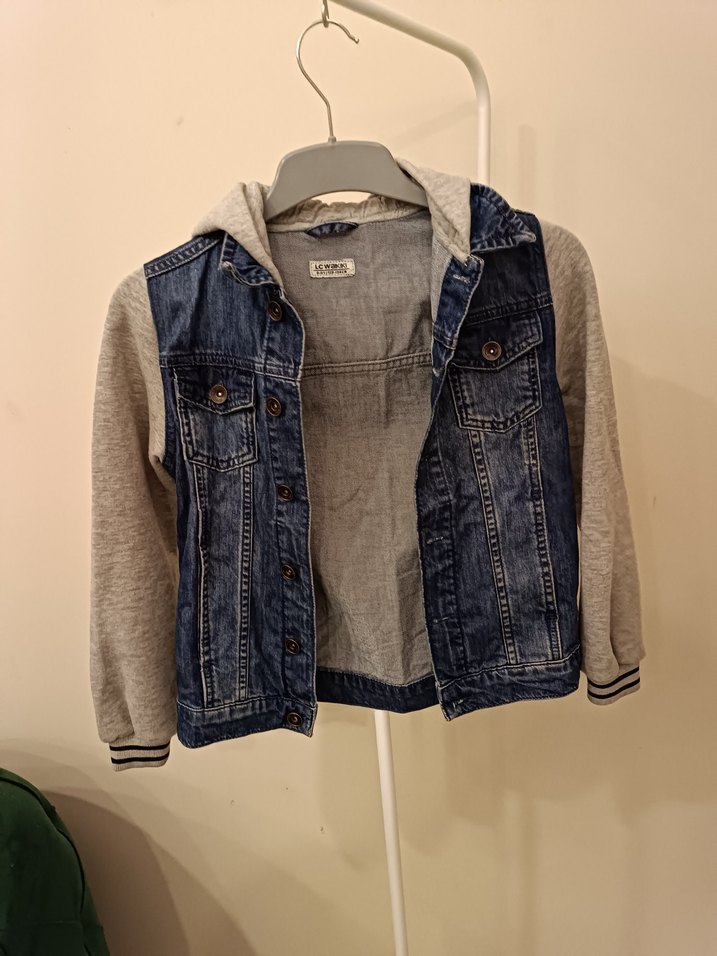 Erkek Çocuk Gri Kapüşonlu Denim Ceket - Görsel 3