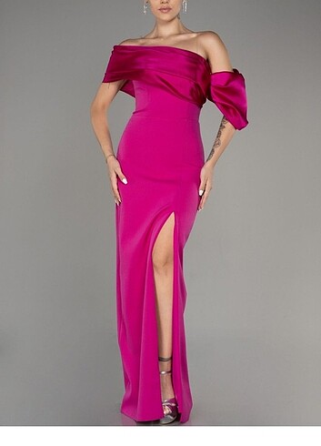 Pembe abiye elbise