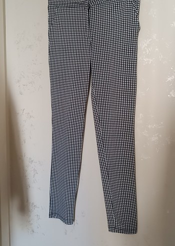Gri Kaz Ayağı Desenli Kadın Kumaş Pantolon