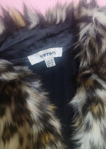 Leopar Desenli Kürklü Kadın Yelek - Görsel 5