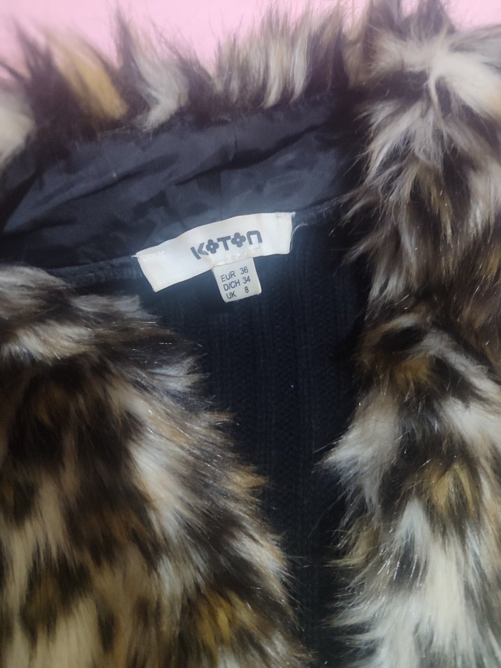 Leopar Desenli Kürklü Kadın Yelek - Görsel 5