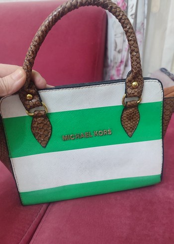 Michael Kors Yeşil Deri Yılan Desenli Kadın Çanta - Görsel 3