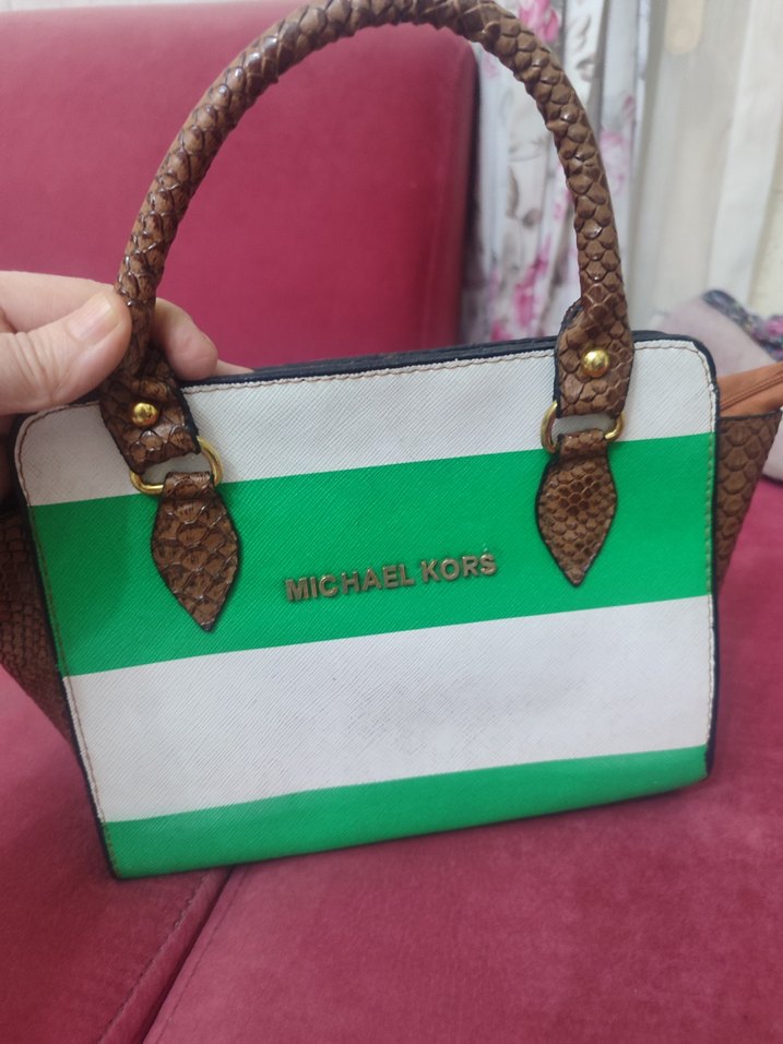 Michael Kors Yeşil Deri Yılan Desenli Kadın Çanta - Görsel 3