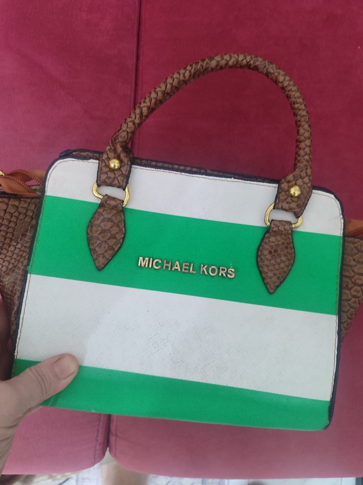 Michael Kors Yeşil Deri Yılan Desenli Kadın Çanta - Görsel 2