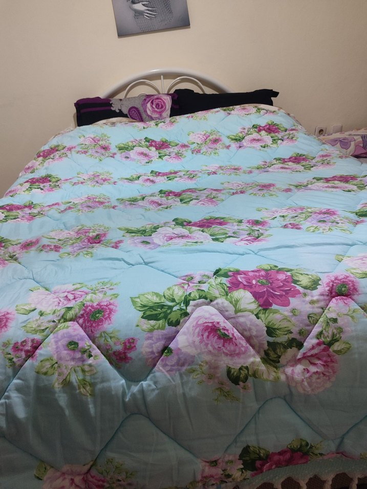 Pembe Çiçek Desenli Pastel iki kişilik yorgan - Görsel 3