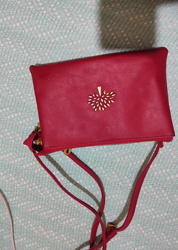 Kırmızı Deri Kadın Clutch Çanta - Görsel 2