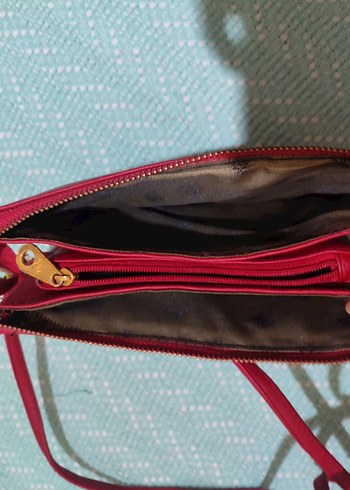 Kırmızı Deri Kadın Clutch Çanta - Görsel 3