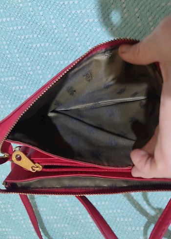 Kırmızı Deri Kadın Clutch Çanta - Görsel 6