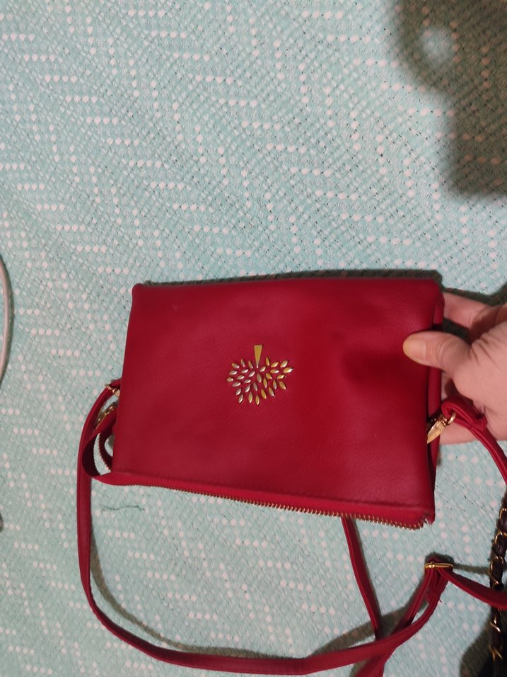 Kırmızı Deri Kadın Clutch Çanta - Görsel 4