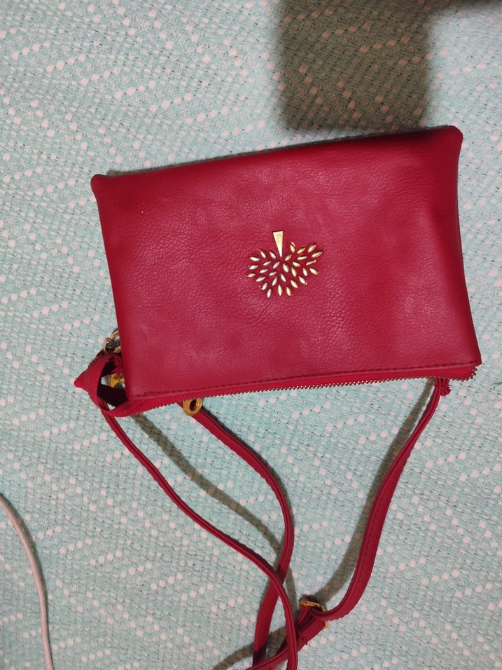 Kırmızı Deri Kadın Clutch Çanta - Görsel 2