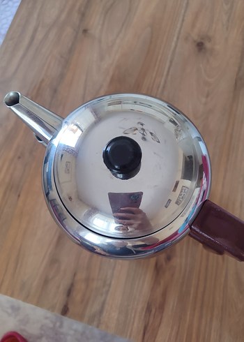 Çiçek Desenli çelik Renkli Mavi Çaydanlık - Görsel 3