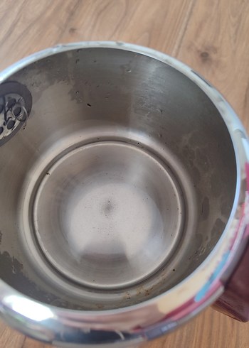 Çiçek Desenli çelik Renkli Mavi Çaydanlık - Görsel 4