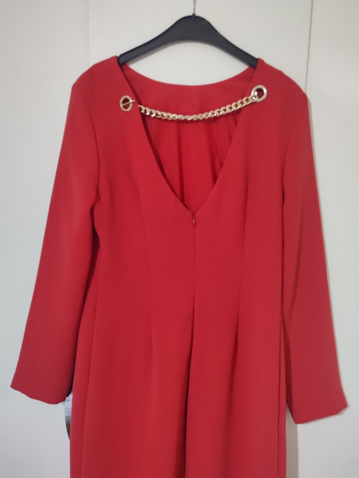 Kadın Kırmızı Uzun Kollu Düğmeli Tunik - Görsel 5