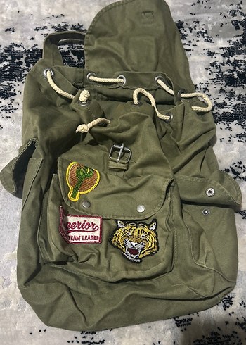 Nakışlı Yeşil Kadın Sırt Çantası