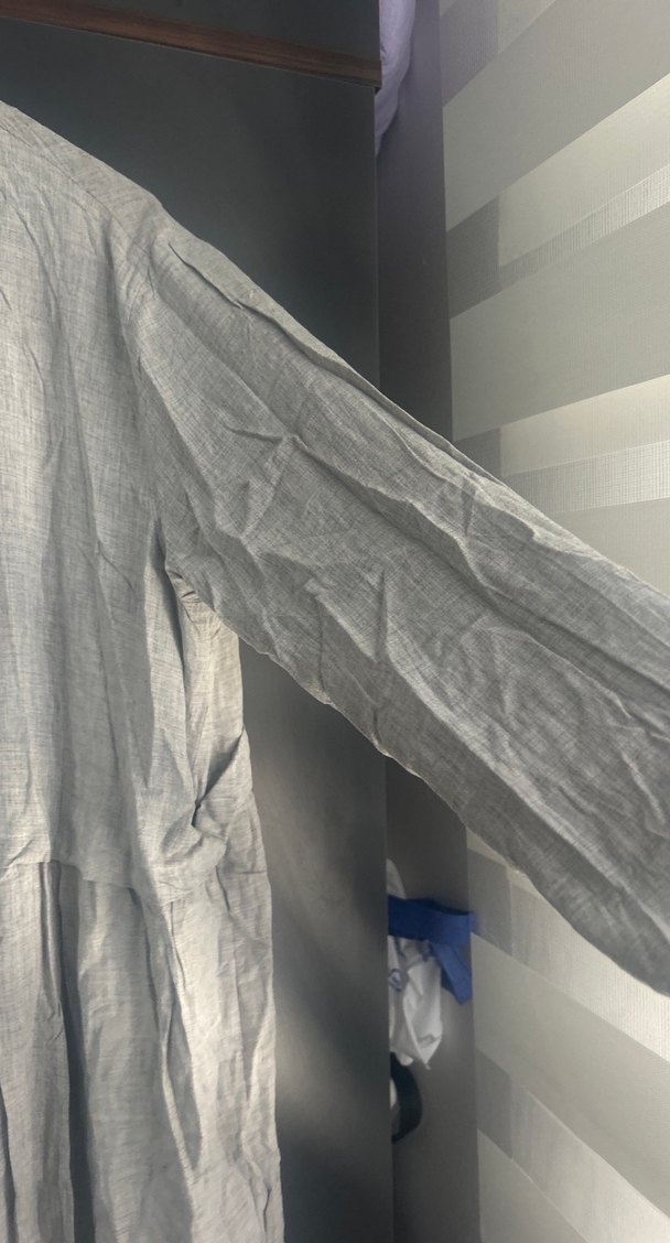 Bej Uzun Kollu Keten Bohem Tunik - Görsel 3