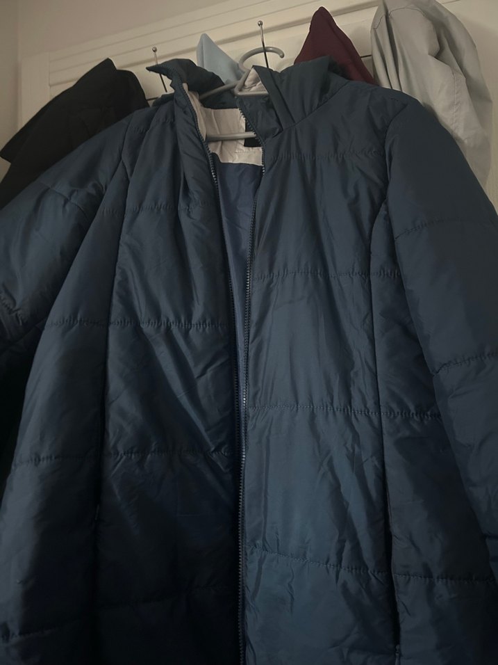 Kadın mavi Uzun Fermuarlı Kışlık mont - Görsel 4