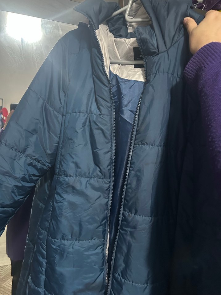 Kadın mavi Uzun Fermuarlı Kışlık mont - Görsel 3