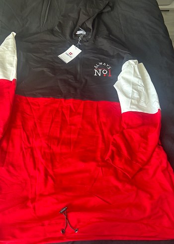 Kırmızı Fermuarlı kadın  Spor Sweatshirt - Görsel 2