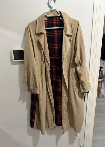 Bej Düğmeli Midi standart trenc mevsimlik - Görsel 2