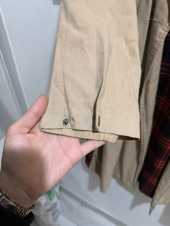 Bej Düğmeli Midi standart trenc mevsimlik - Görsel 3