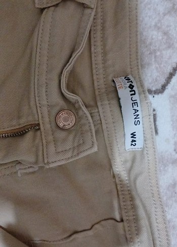 Bej Rahat Kesim Keten Kadın Pantolon - Görsel 3