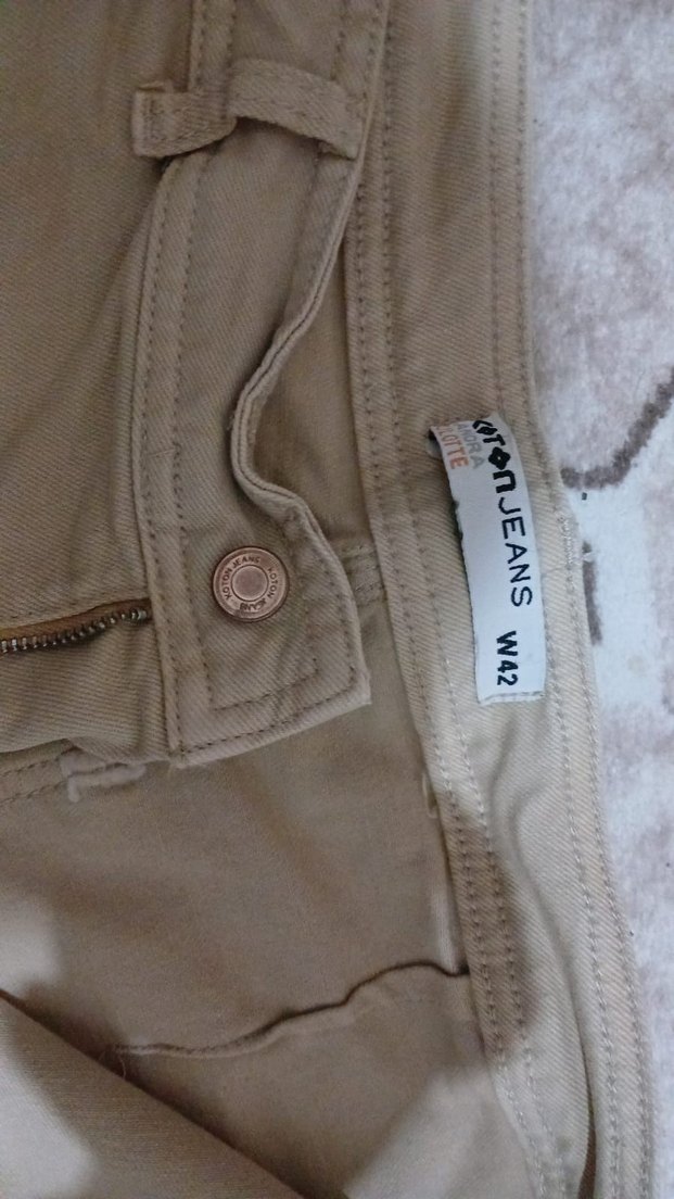 Bej Rahat Kesim Keten Kadın Pantolon - Görsel 3