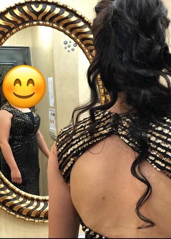 Siyah Payetli Yılan Desenli Midi Elbise - Görsel 3