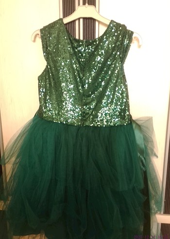 Parlak Yeşil Kız Çocuk Abiye Elbise - Görsel 2