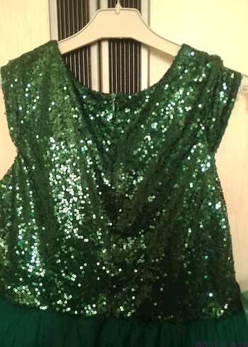 Parlak Yeşil Kız Çocuk Abiye Elbise - Görsel 3