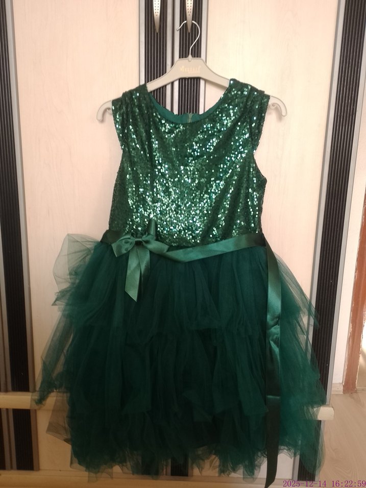 Parlak Yeşil Kız Çocuk Abiye Elbise - Görsel 4