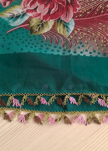 Dantel Detaylı Çok Renkli Bohem Kadın tülbent - Görsel 2