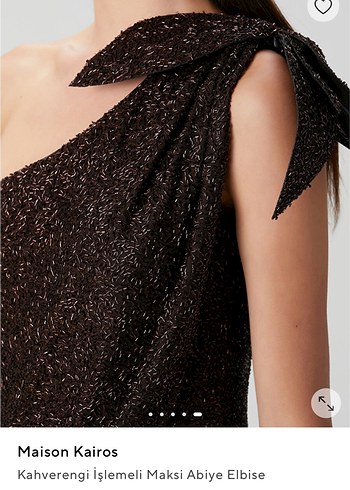 Maison Kairos Kahverengi İşlemeli Maksi Elbise - Görsel 3