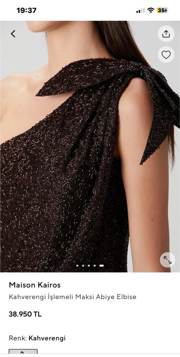 Maison Kairos Kahverengi İşlemeli Maksi Elbise - Görsel 3