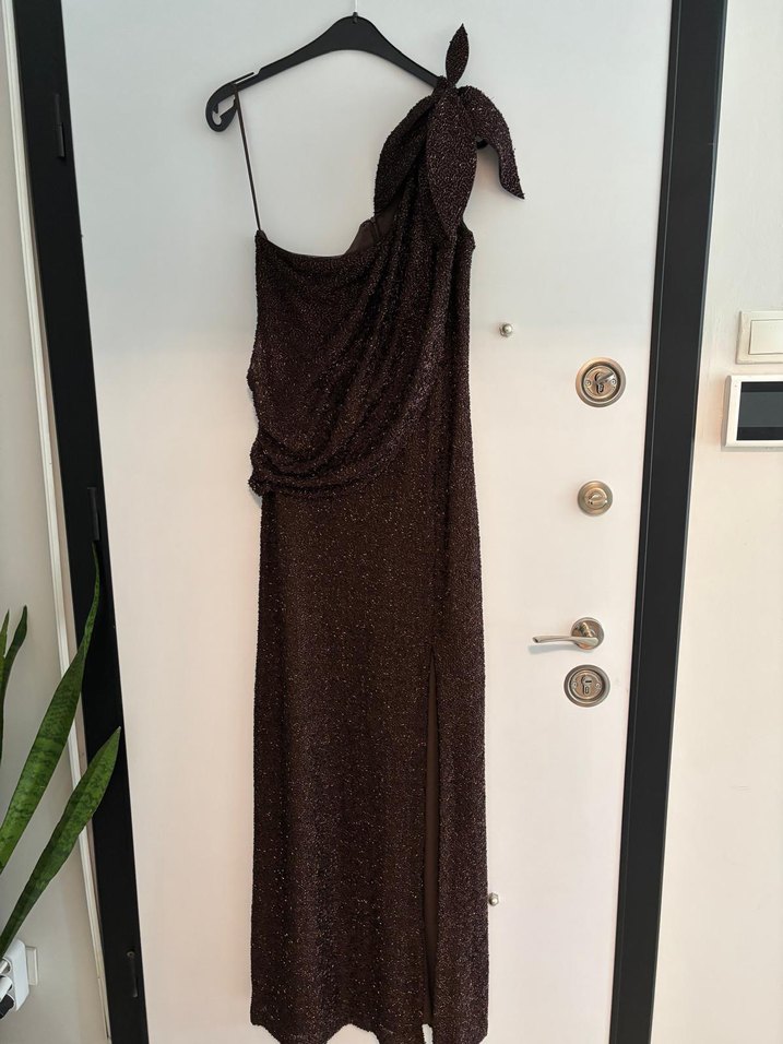 Maison Kairos Kahverengi İşlemeli Maksi Elbise - Görsel 4